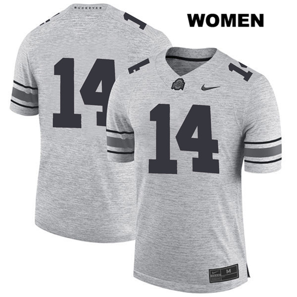 Ohio State Buckeyes Women's Isaiah Pryor #14 Gray Authentic Nike No Name College NCAA Stitched Football Jersey XH19F10LG